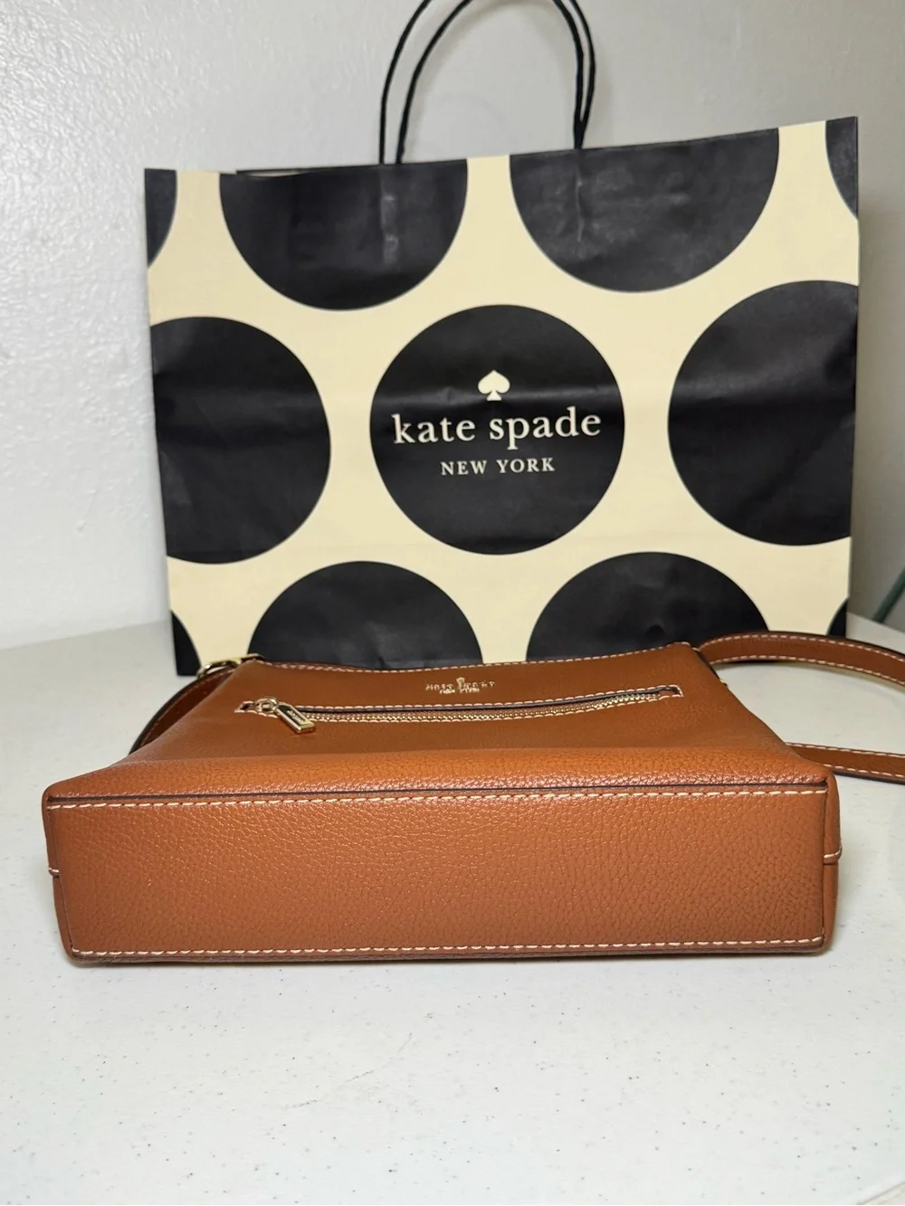 Kate Spade Brown Pebble Leather Crossbody Bag Purse NWT adjustable strap